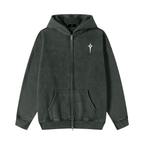 MANIFEST STAR Snow Washed Zip Fleece Hoodie