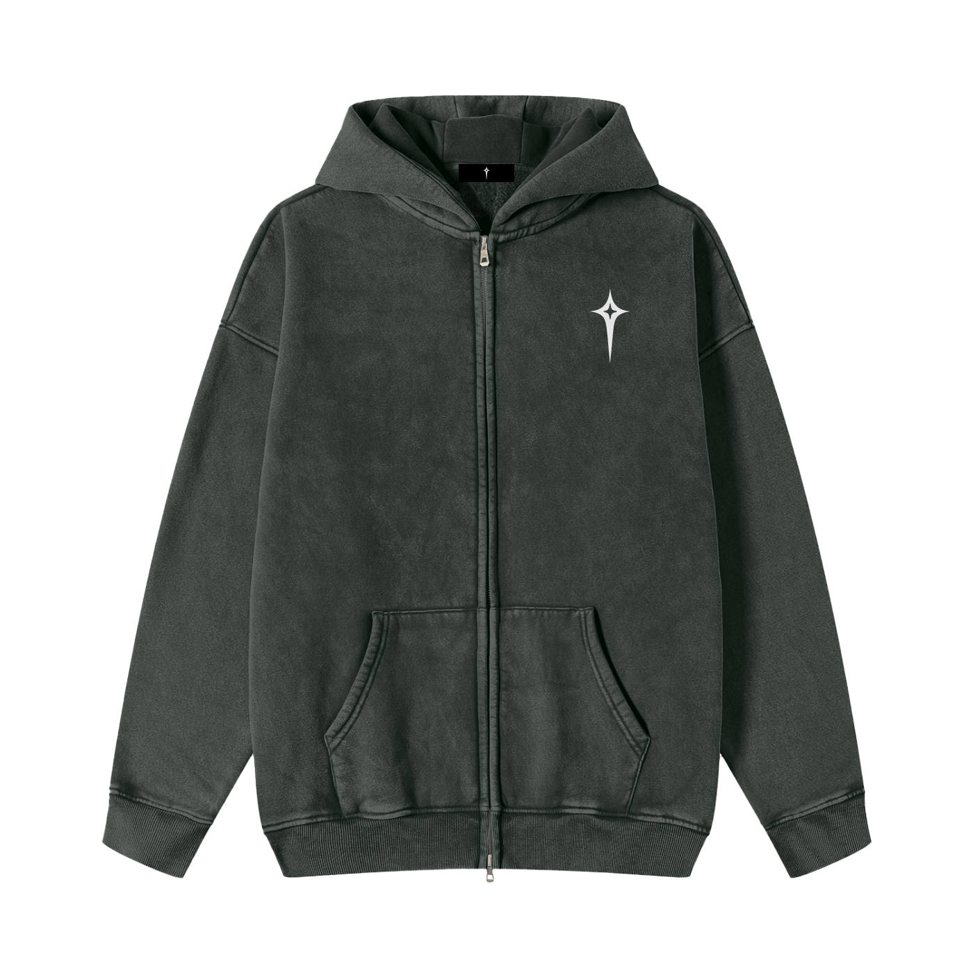 MANIFEST STAR Snow Washed Zip Fleece Hoodie