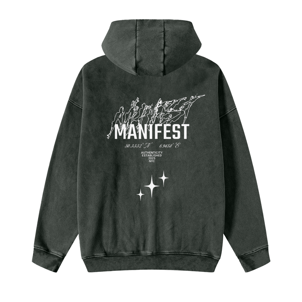 MANIFEST STAR Snow Washed Zip Fleece Hoodie