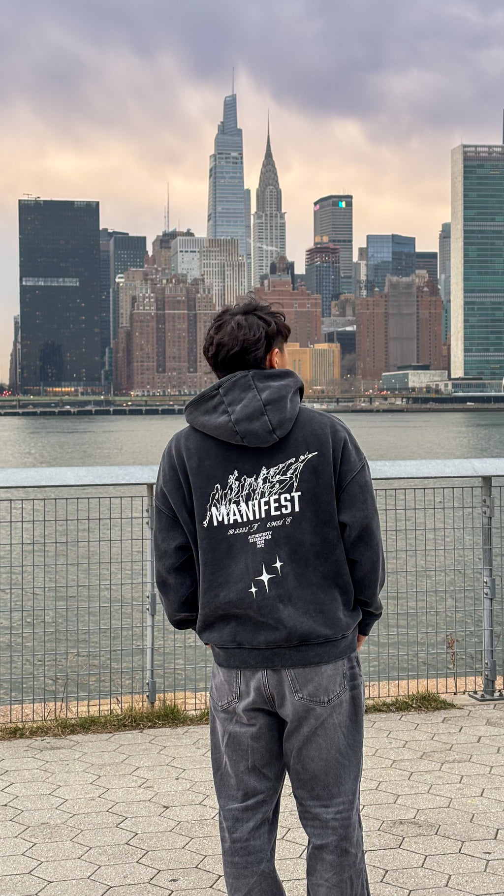 MANIFEST STAR Snow Washed Zip Fleece Hoodie