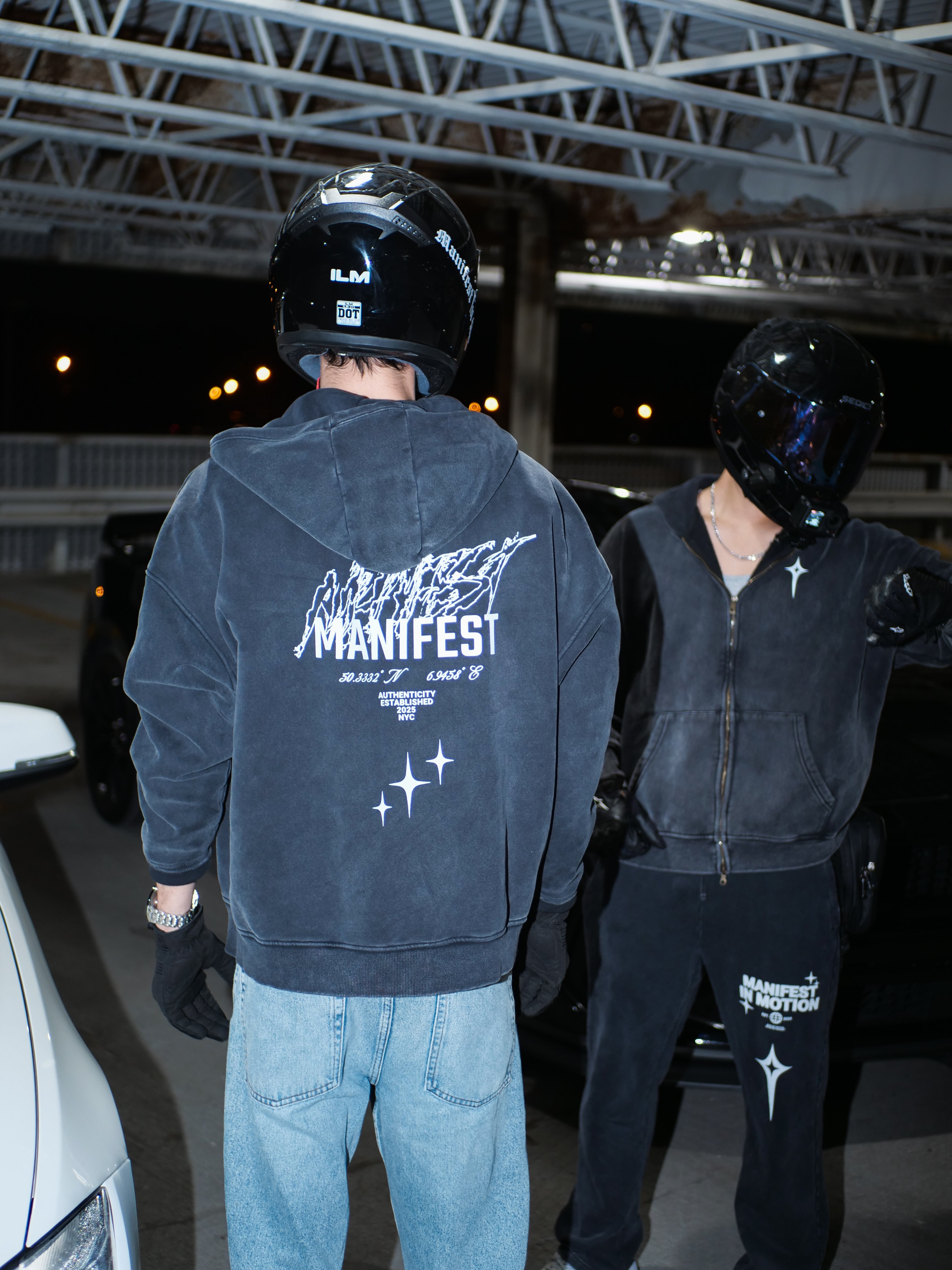 MANIFEST STAR Snow Washed Zip Fleece Hoodie