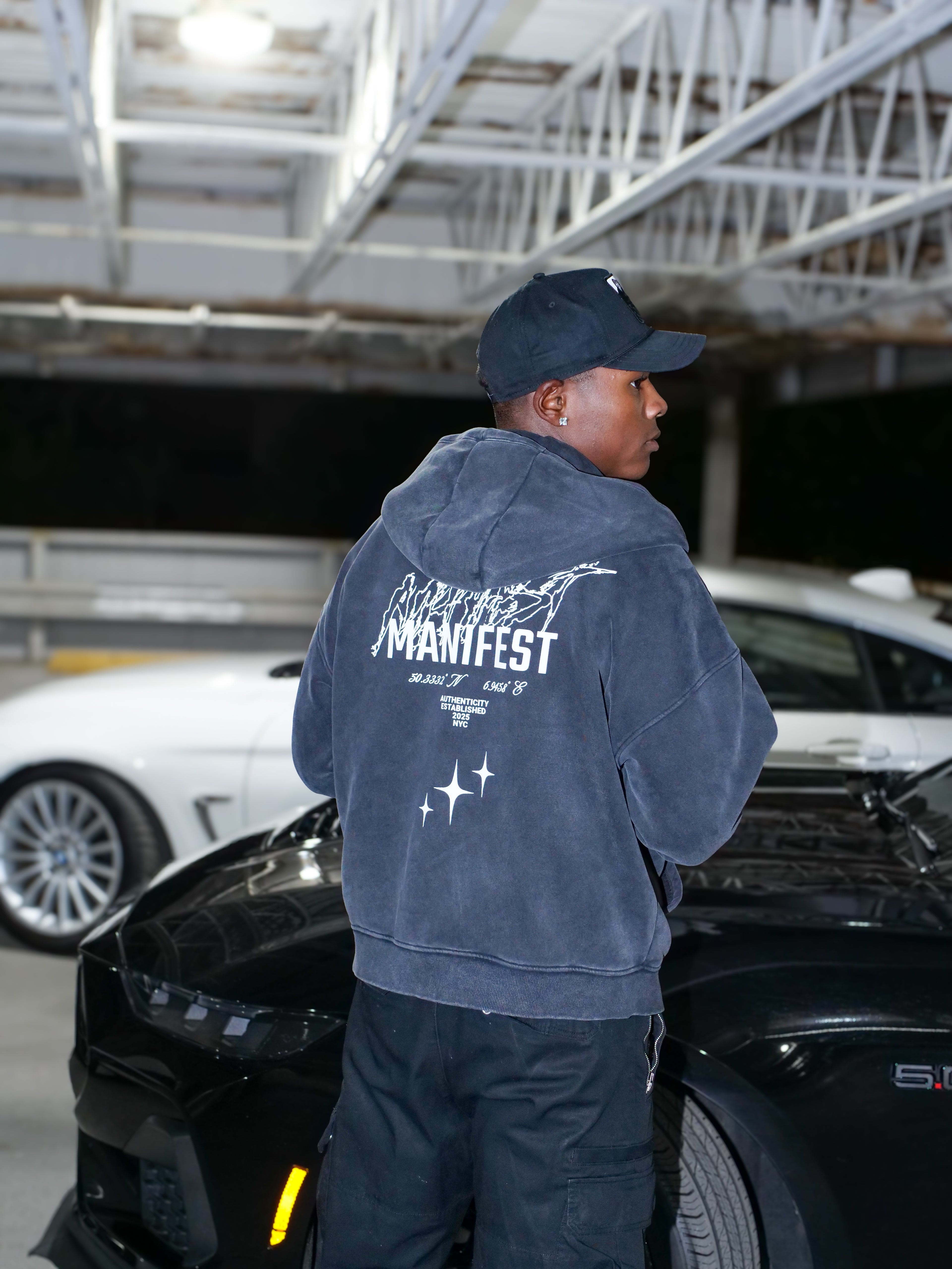 MANIFEST STAR Snow Washed Zip Fleece Hoodie